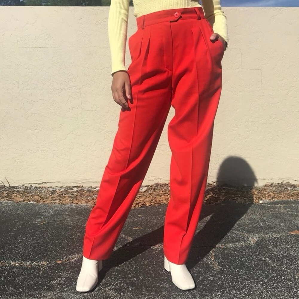 Vintage Escada Margaret Lev 100% Linen Red Trousers Pants size EU 36 or US 6